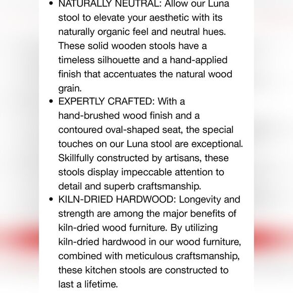 Maven Lane Luna Bar Stool In Rustic  Black Wood Finish - Picture 7 of 13